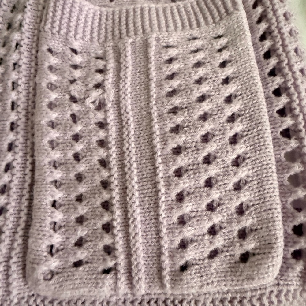 Hippie Rose Lavender Open-Weave Long Cardigan - Picture 3 of 9